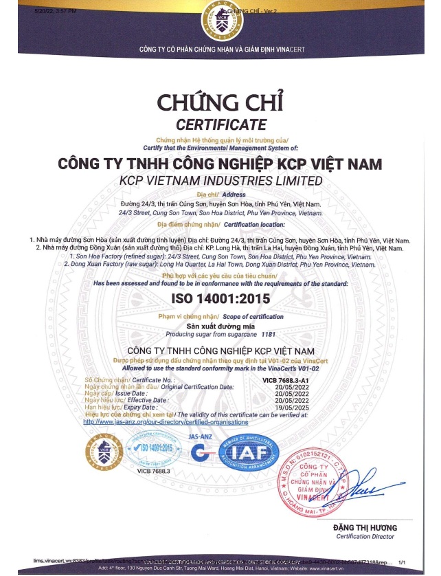 Đạt chứng nhận ISO 14001
